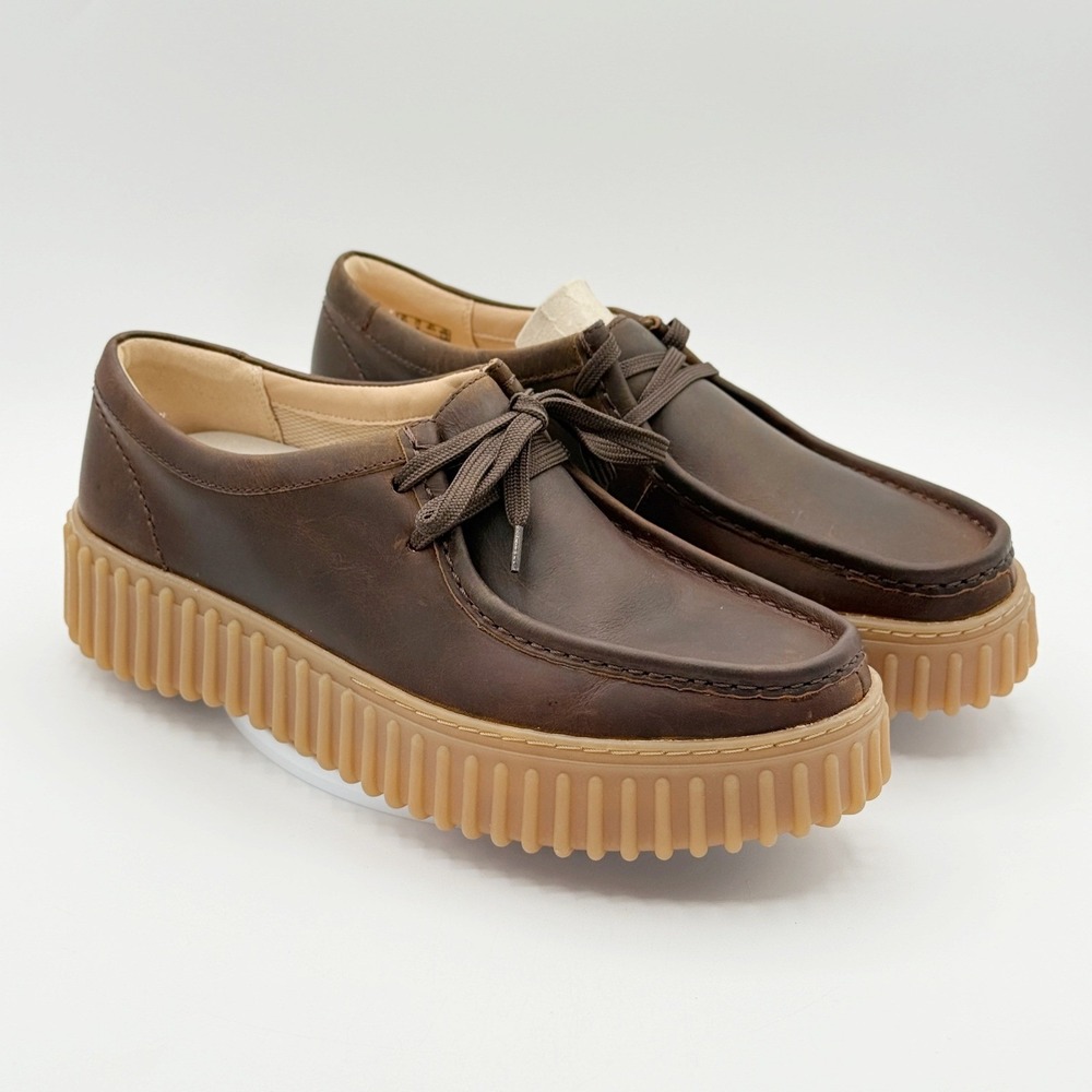 Clarks Brown Leather Moccasin-Style Lace-Up Shoes